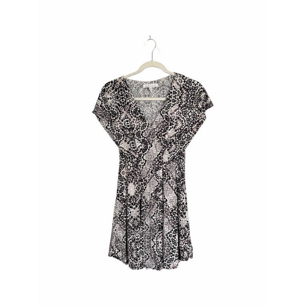 BCBG Max Azria Womens Sz S Geometric Print Kimono Flutter Sleeve Short Dress